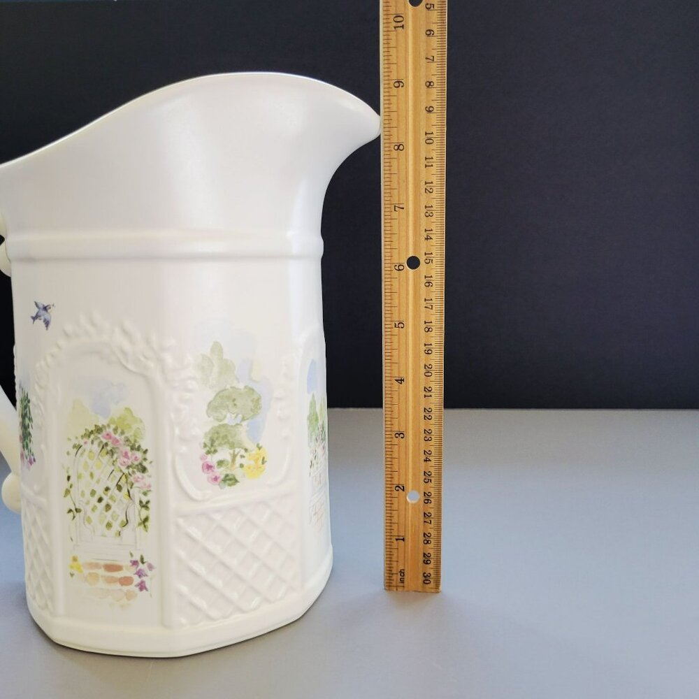 Vintage Pfaltzgraff Cape May Pitcher Sculptured Shabby Chic Floral Garden USA - Picture 9 of 16